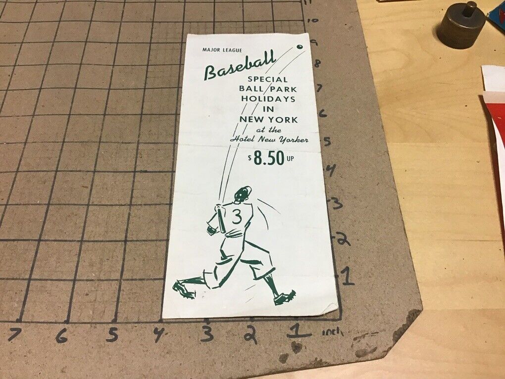 original 1949 Major League Baseball NEW YORK w Schedule -  HOTEL NEW YORKER