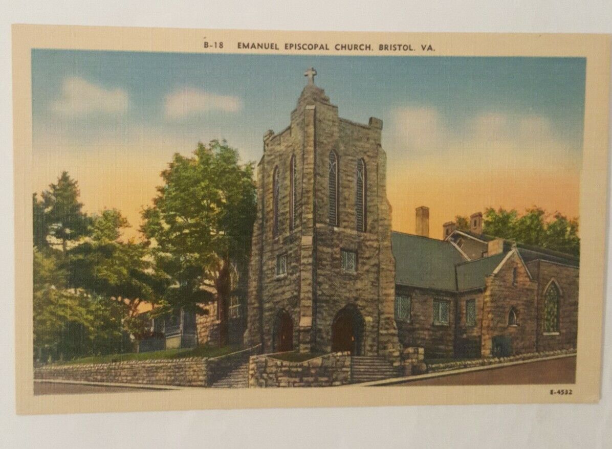 vintage VIRGINIA postcard Emanuel Episcopal Church Bristol VA 1940s