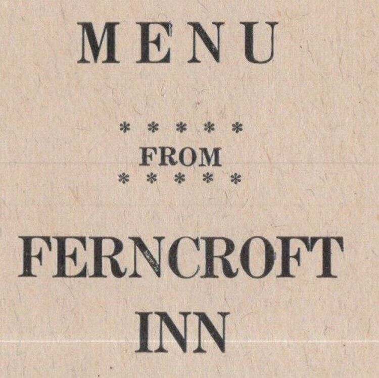1950s Ferncroft Inn Restaurant Menu 670 S San Vicente Boulevard Los Angeles CA