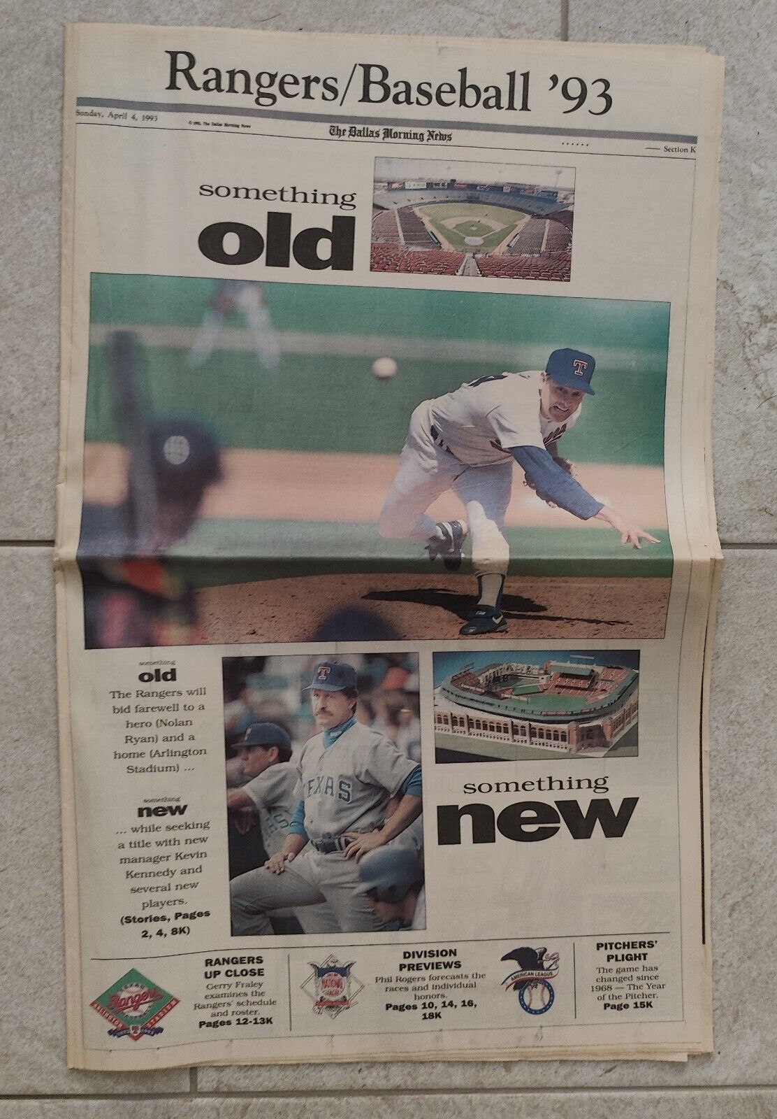 April 4, 1993 Dallas Morning News Nolan Ryan Retirement Retire Newspaper