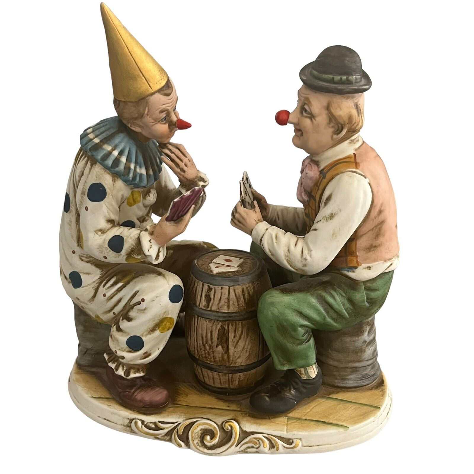 Porcellane D\'arte Napcoware 273 Vintage Ceramic Clowns Sitting Playing Cards
