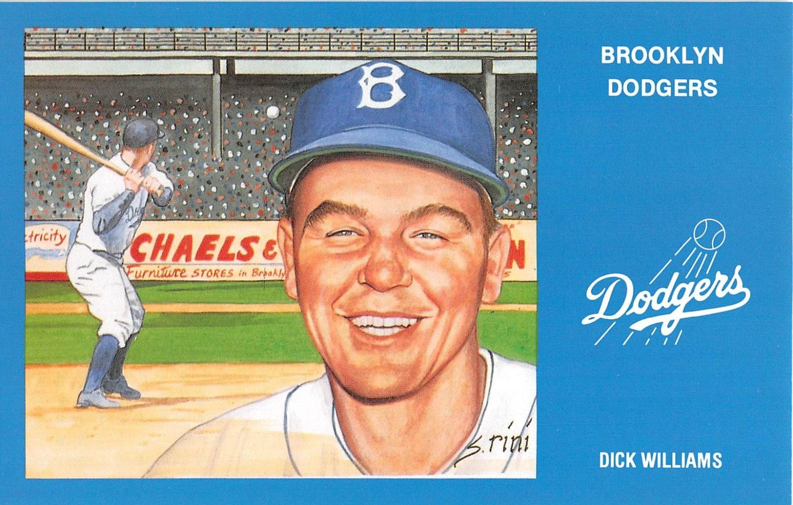 1991 Dick Williams Brooklyn Dodgers post card Baseball