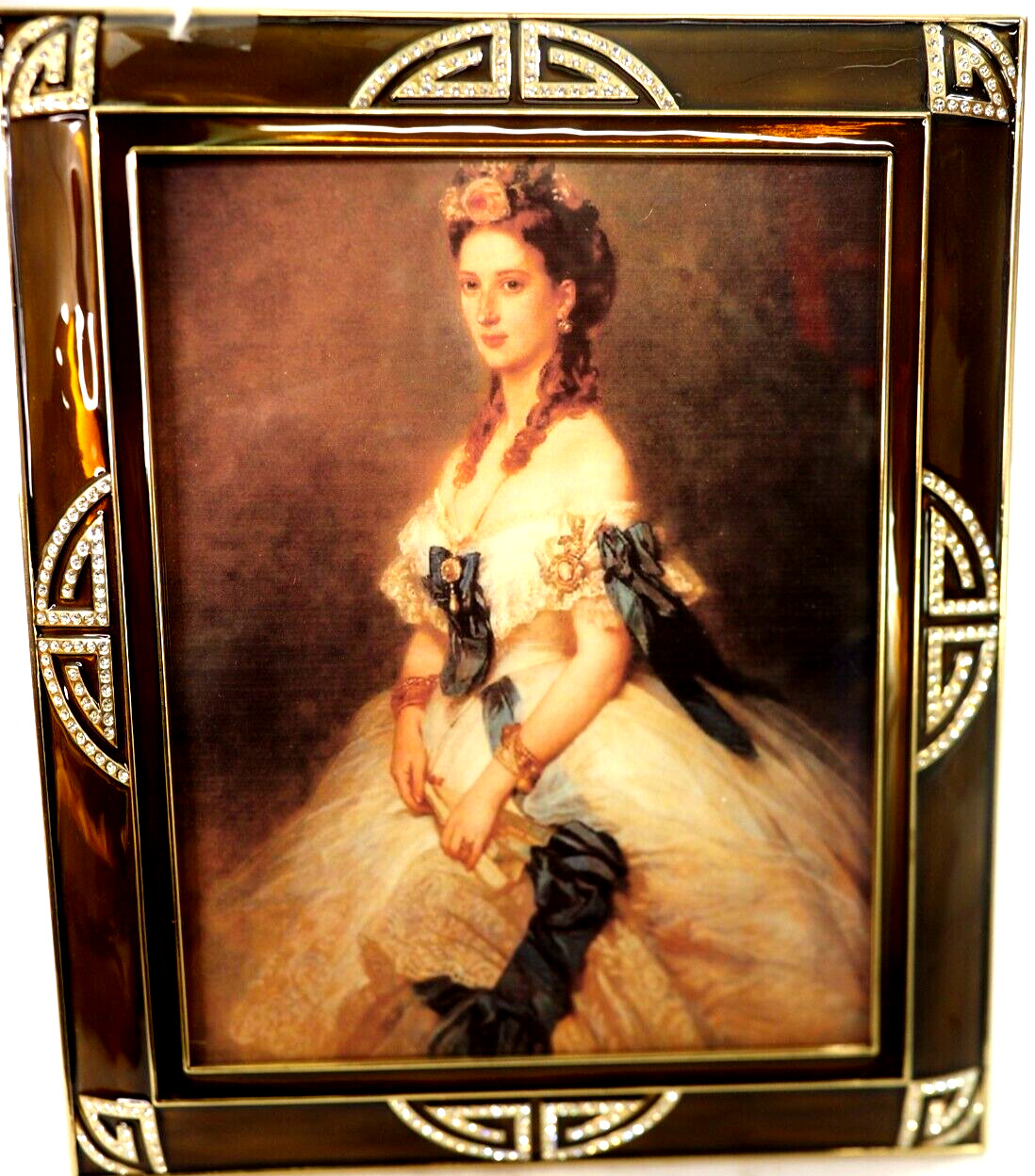 Stunning Brown Enamel Crystal Easel Photo Frame 10x12 Cosmo Collection Mint Box