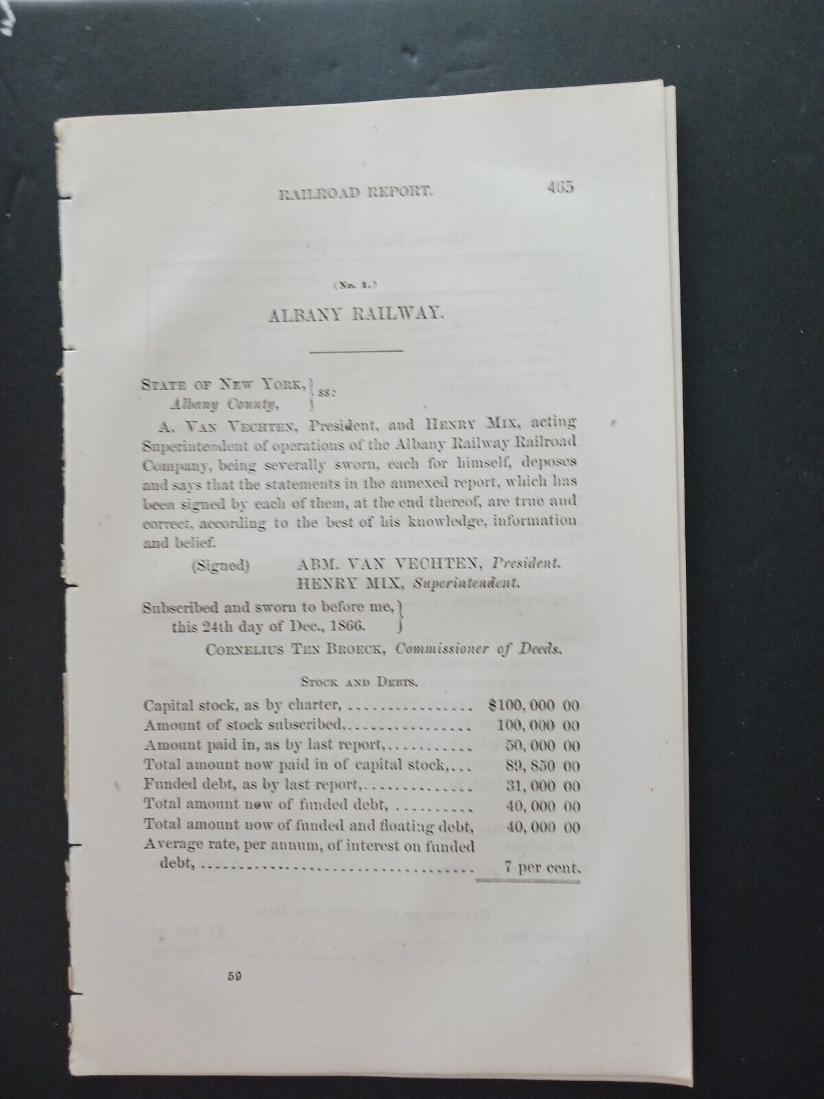 1867 horse railroad report ALBANY RAILWAY South Pearl Street Henry Mix New York