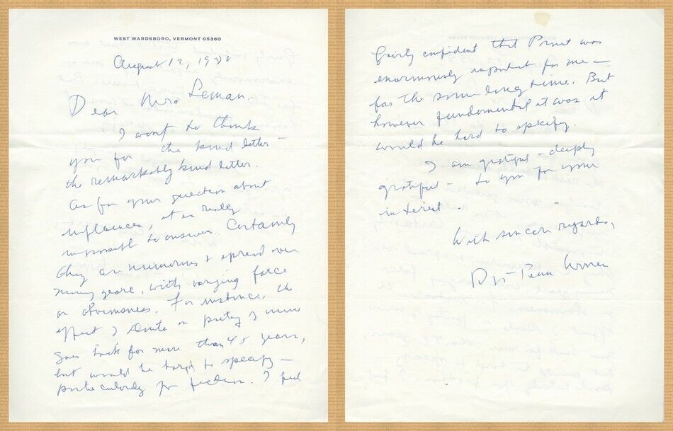 Robert Penn Warren (1905-1989) - American poet - Autograph letter signed - 1988