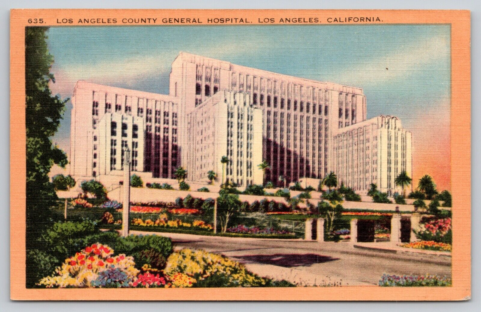 Postcard CA Los Angeles LA County General Hospital Linen A18
