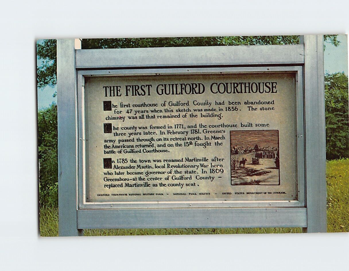 Postcard The Marker The First Guilford Courthouse Greensboro North Carolina USA