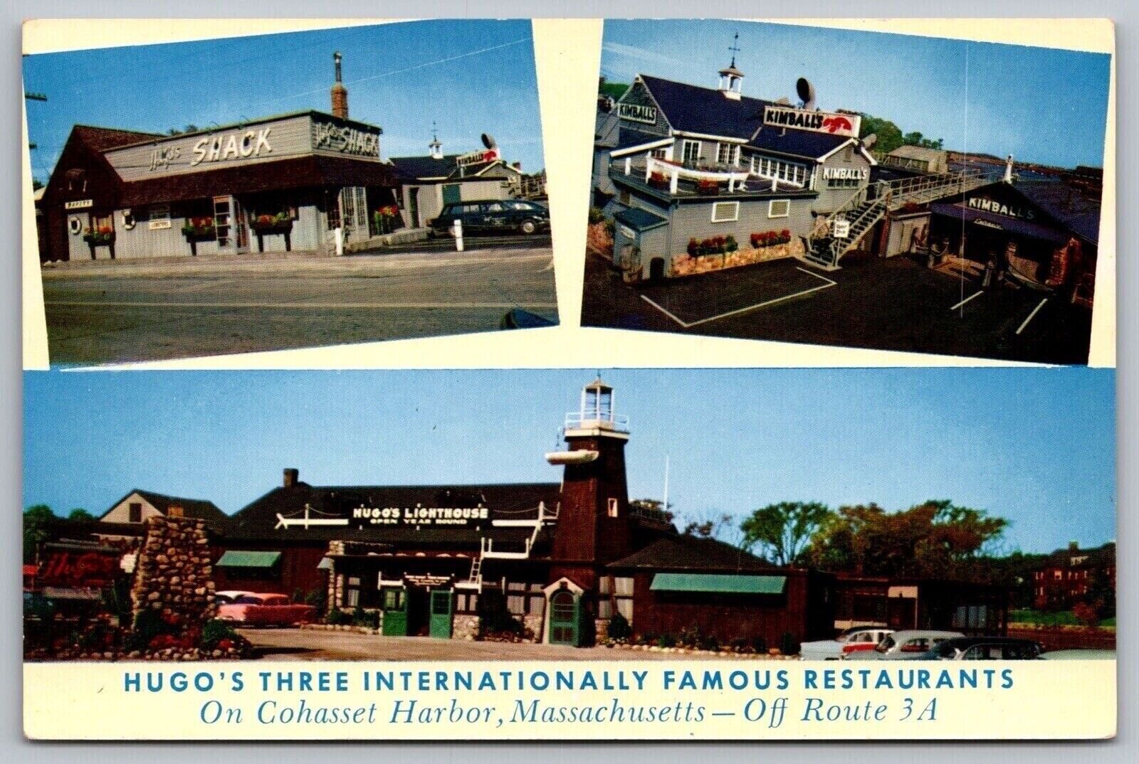 Cohasset Harbor Massachusetts Hugos Famous Restaurants Chrome Postcard