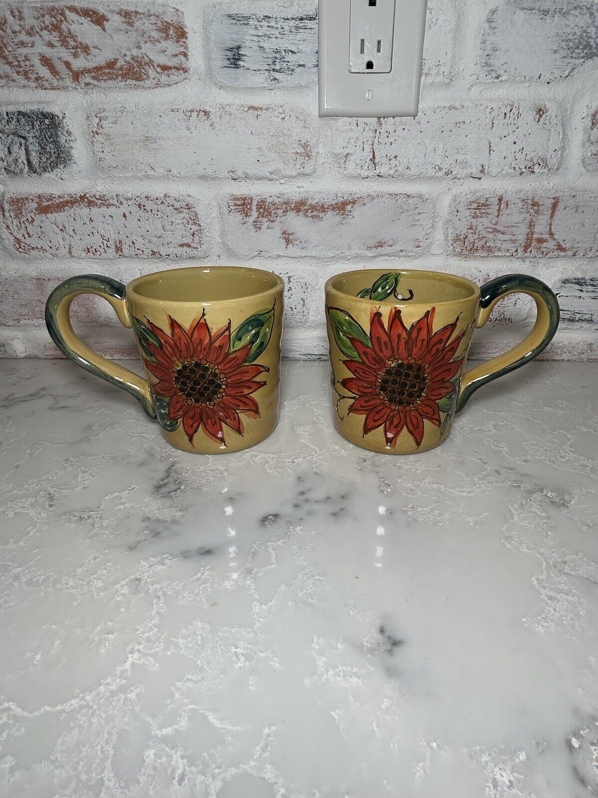 Maxcera Red Sunflower Ceramic Hand Painted Large Coffee Mugs 2