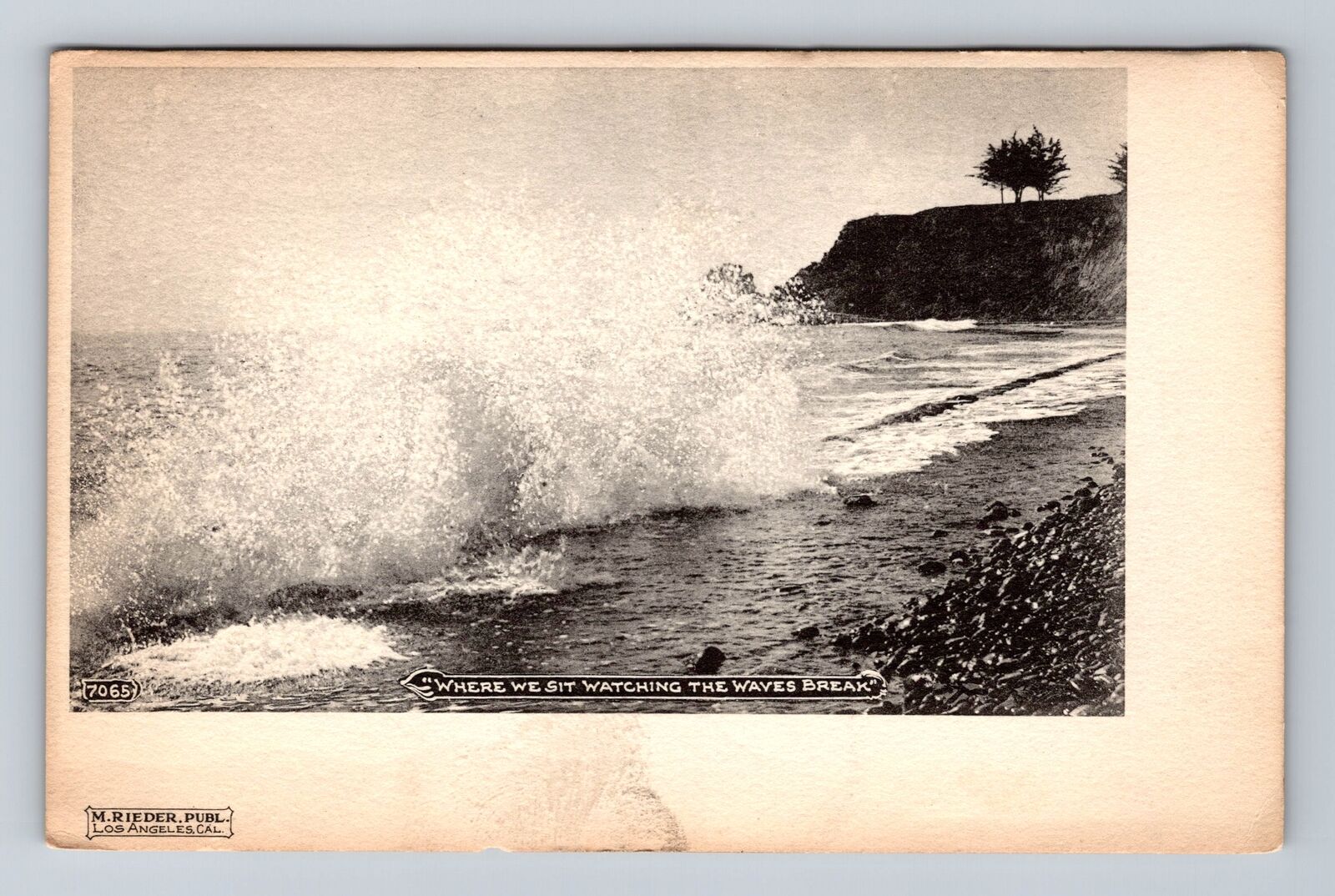 Los Angeles CA-California, Ocean Waves, Antique, Vintage Postcard