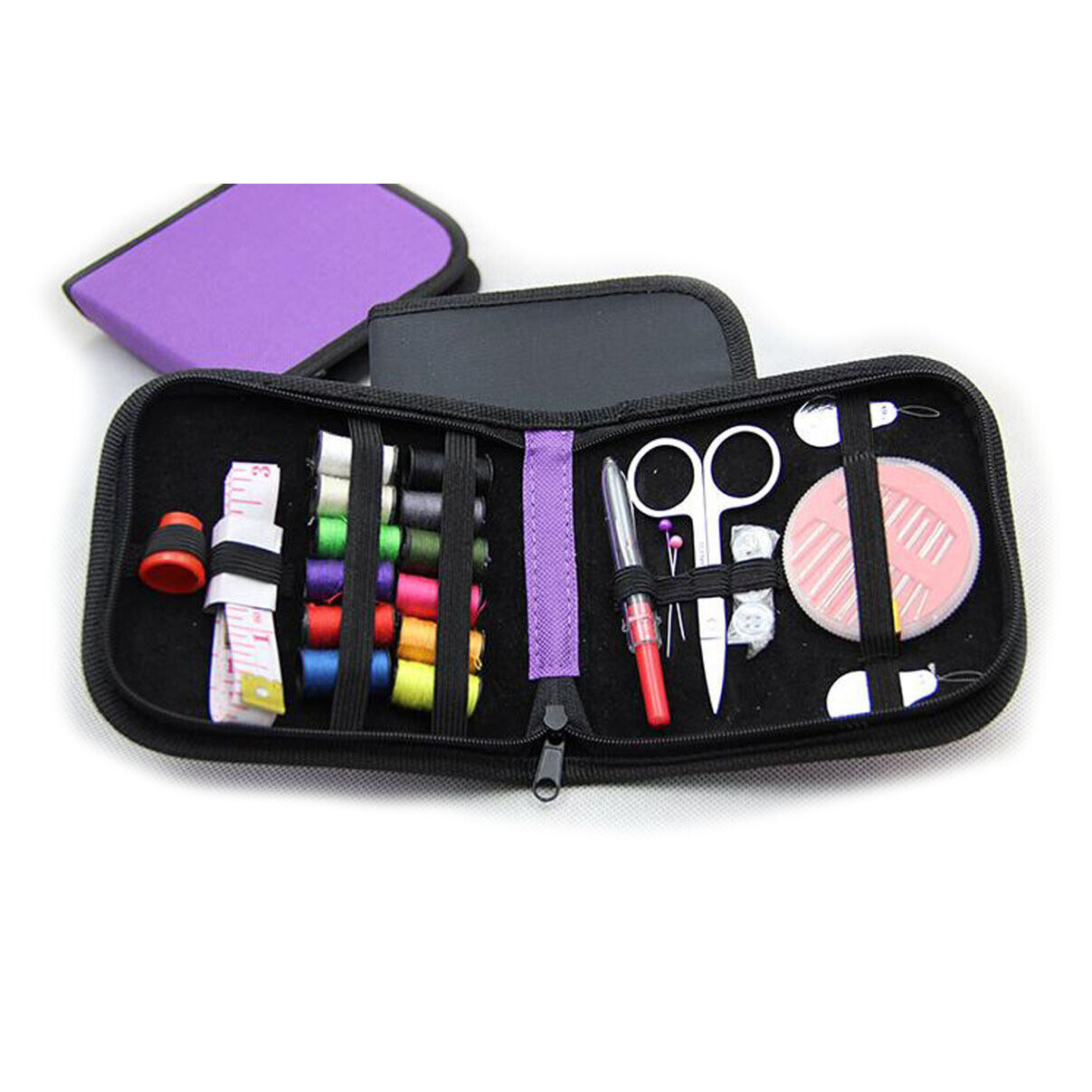 Mini Travel Sewing Kit Case Set Pocket Style Home Needle Thread Scissors Purple 