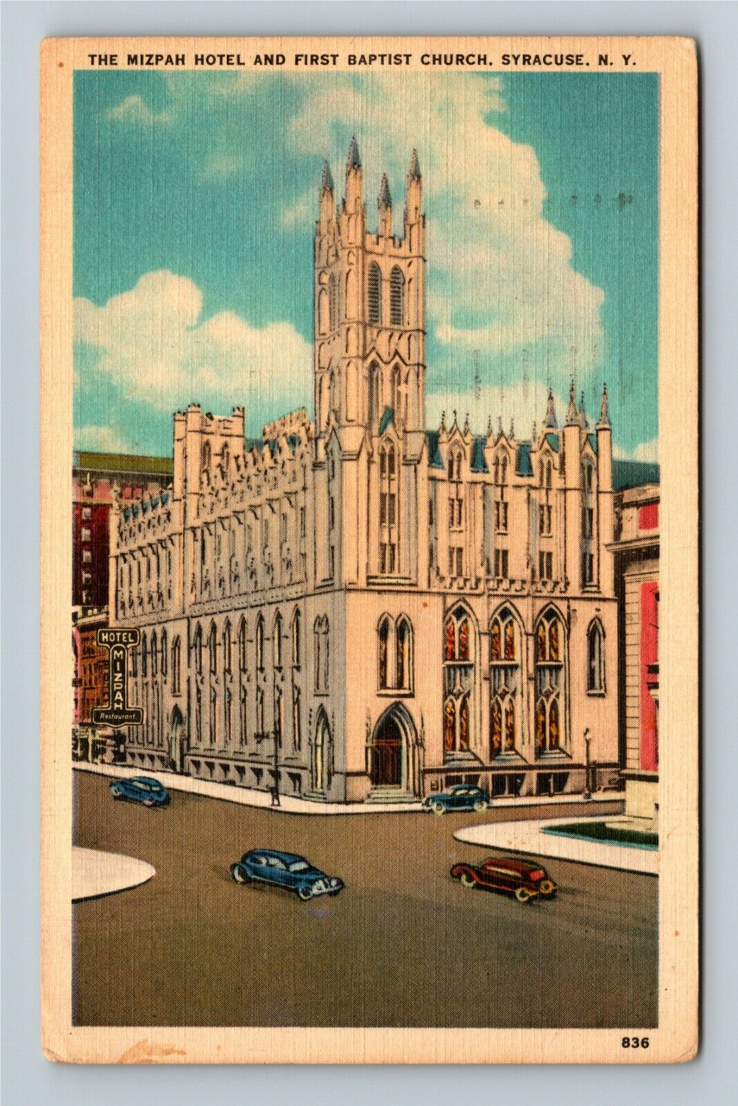 Syracuse, NY-New York, Mizpah Hotel,Baptist Church,  c1952 Vintage Postcard