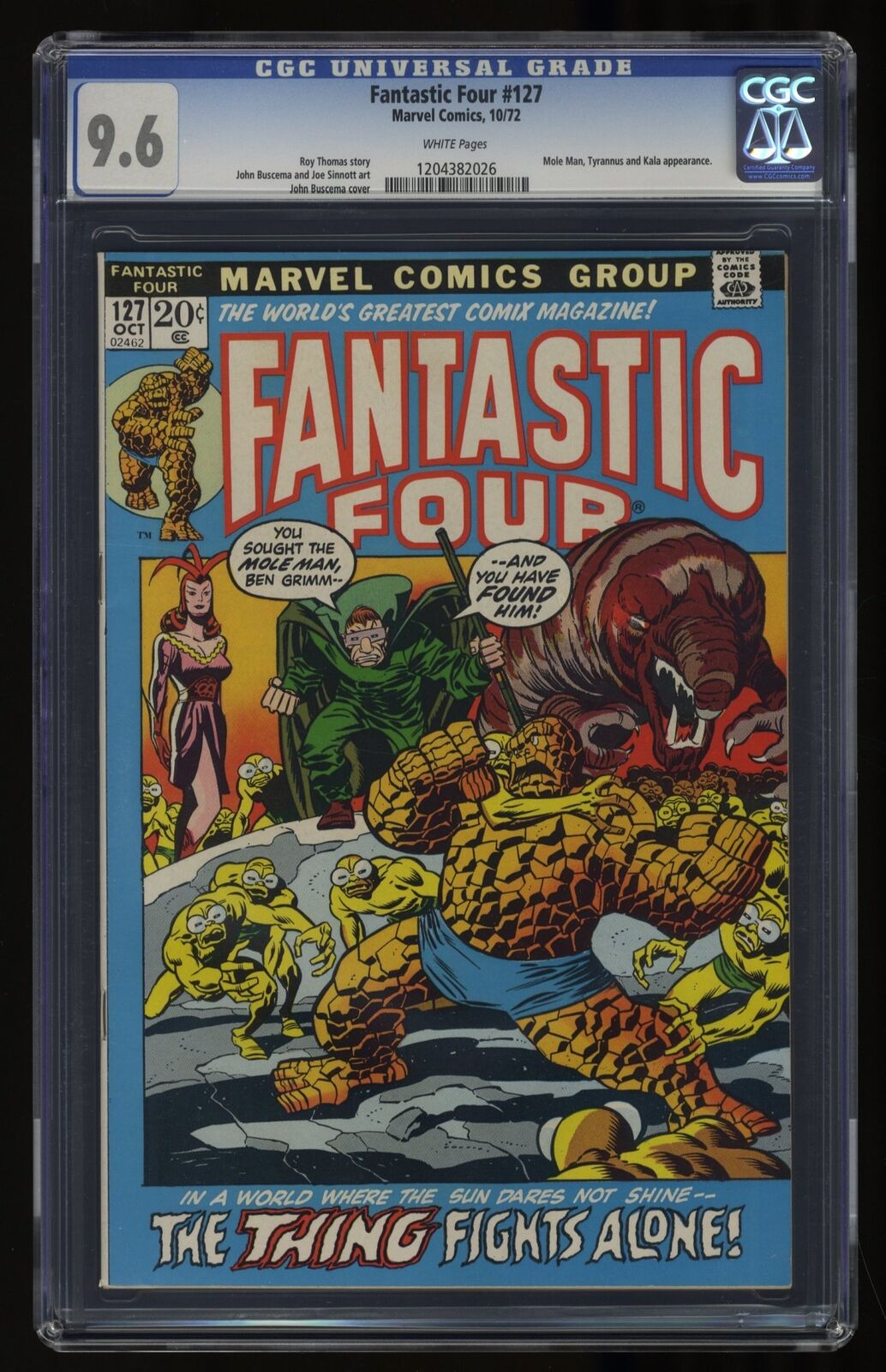 Fantastic Four #127 CGC NM+ 9.6 White Pages John Buscema Cover Marvel 1972