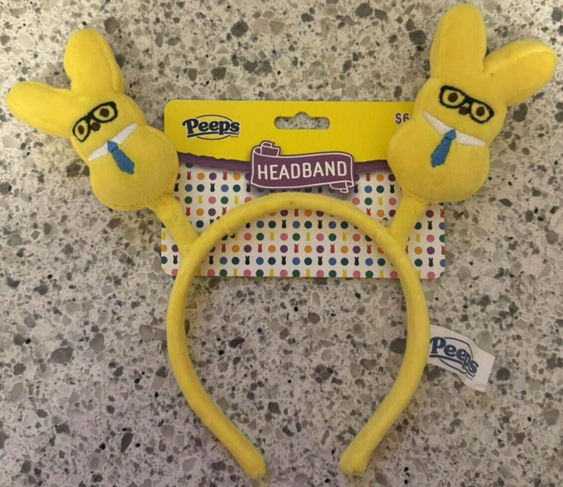 2024 Peeps Yellow Plush Easter Headband - Tie & Glasses - NEW