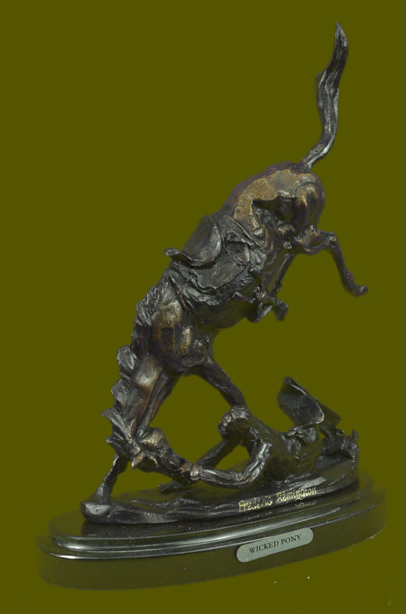 Western Old West Cowboy and Faithful Horse Bronze Sculpture by Remington Statue