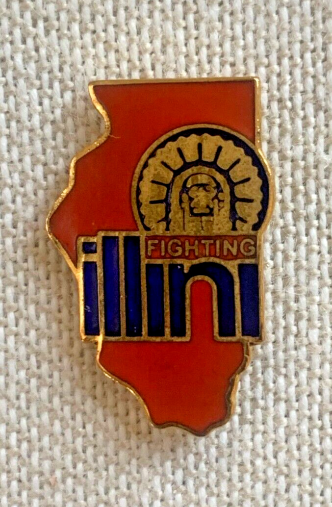 Chief Illiniwek Fighting Illini Vintage Enamel Lapel Pin University Of Illinois