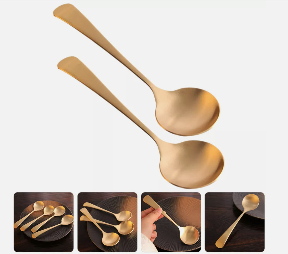 2 Pcs Copper Handmade Pure Spoon Serving Spoons Large Home for Decor