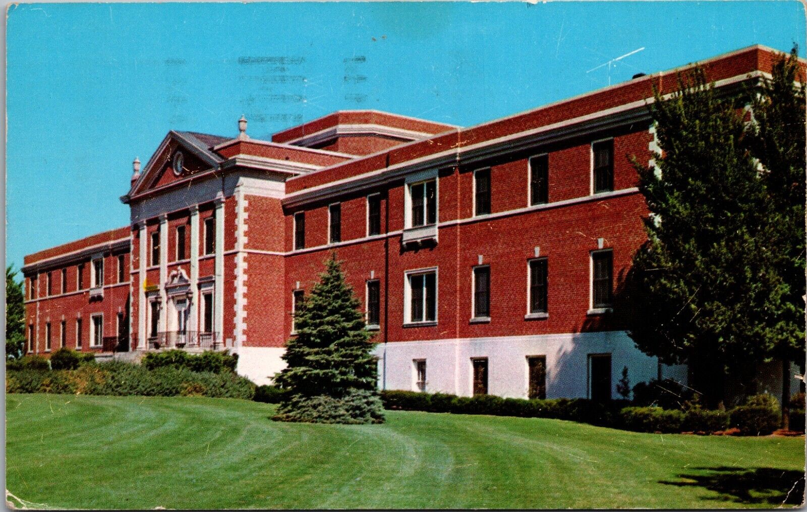 Wooster Ohio City Hospital Building Grounds 1960 Cancel Teich Chrome Postcard