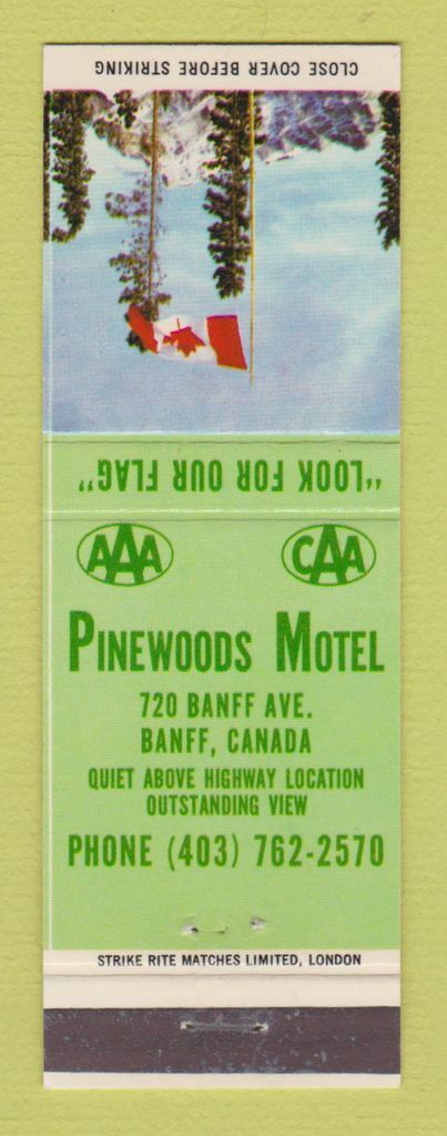 Matchbook Cover - Pinewoods Motel Banff AB