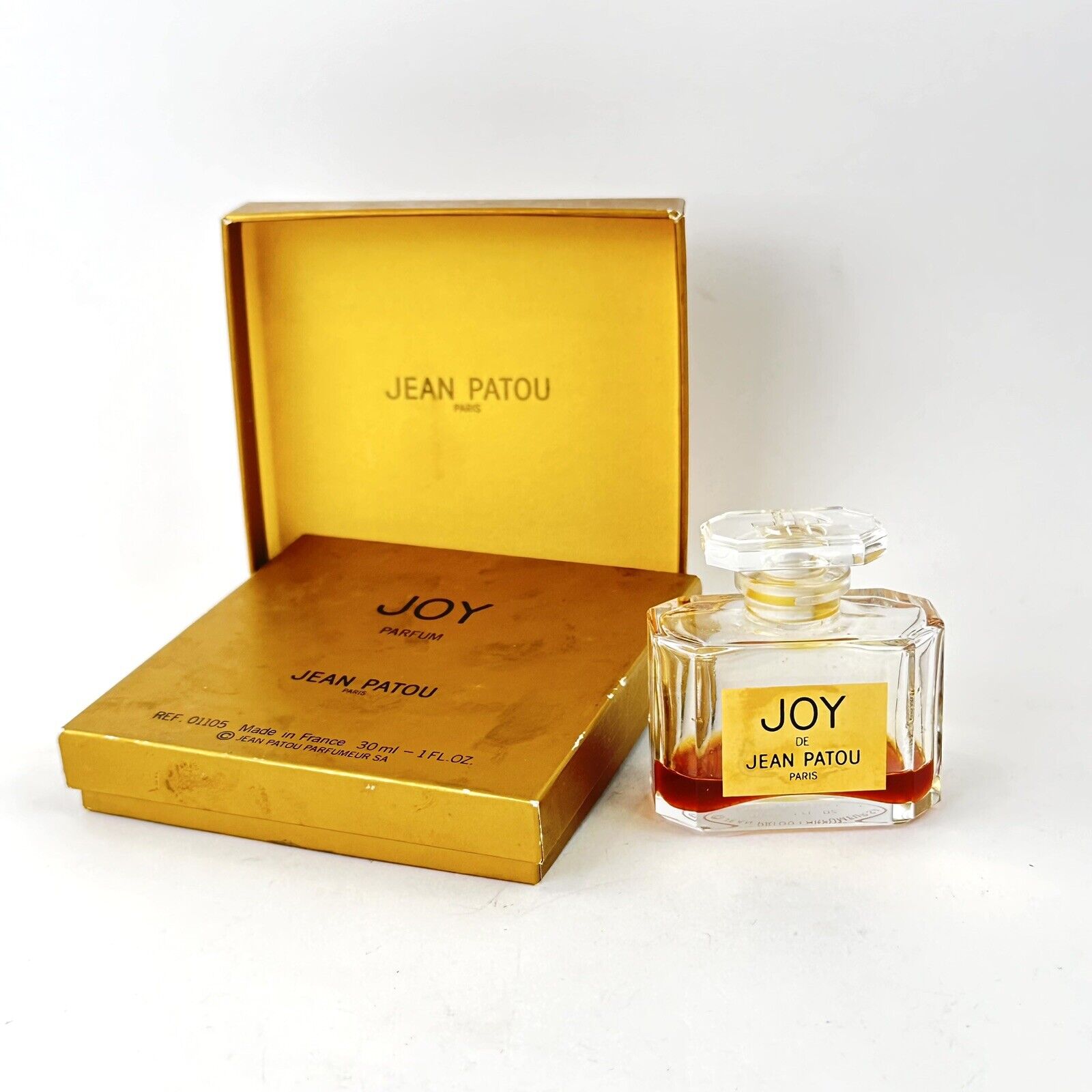 Vintage Joy De Jean Patou Parfum Paris 1959 Bottle Gold Foil Label With Box
