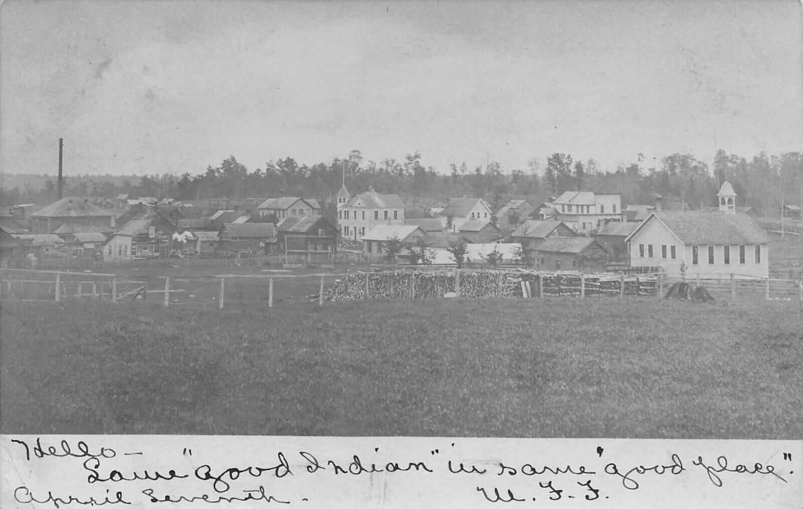 RPPC Sagola Michigan Bird's Eye Town View 1906 UDB Real Photo Postcard 9472