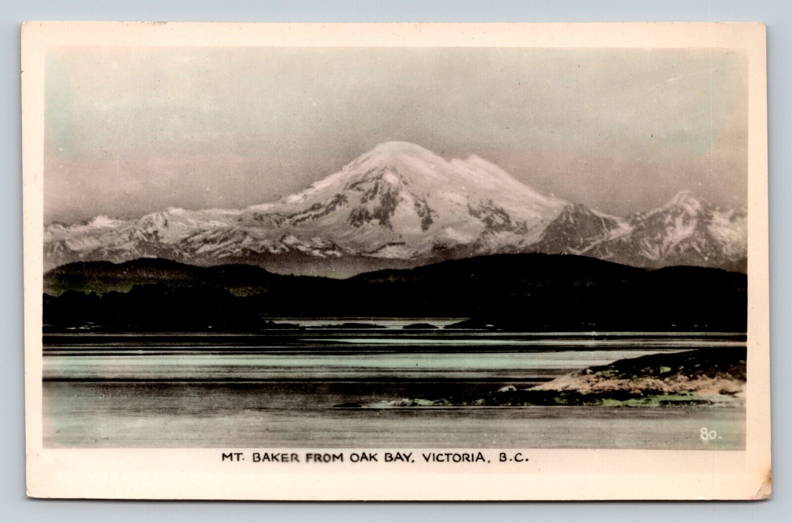 c1948 RPPC Mt. Baker From Oak Bay Victoria B.C. Canada VINTAGE Postcard