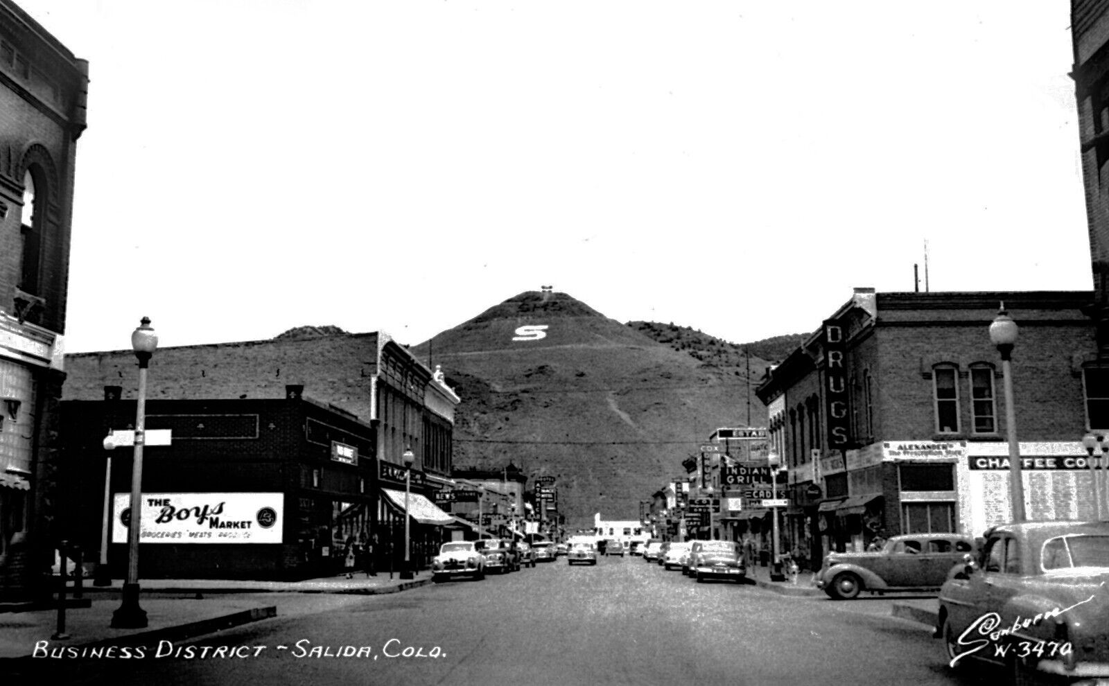 Postcard Salida Colorado Business District Street Real Photo Reprint #10146