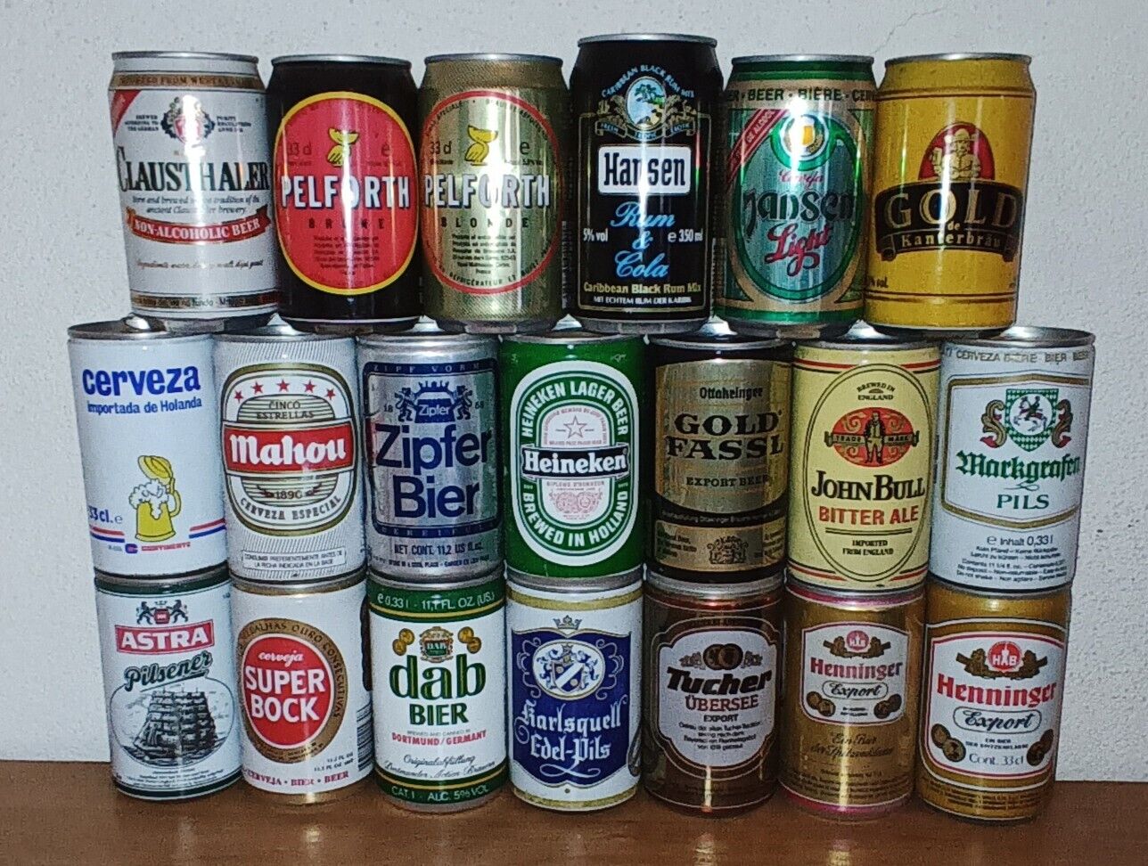 #3 Nice EMPTY set 20 beer cans from Europe from the 80\'s