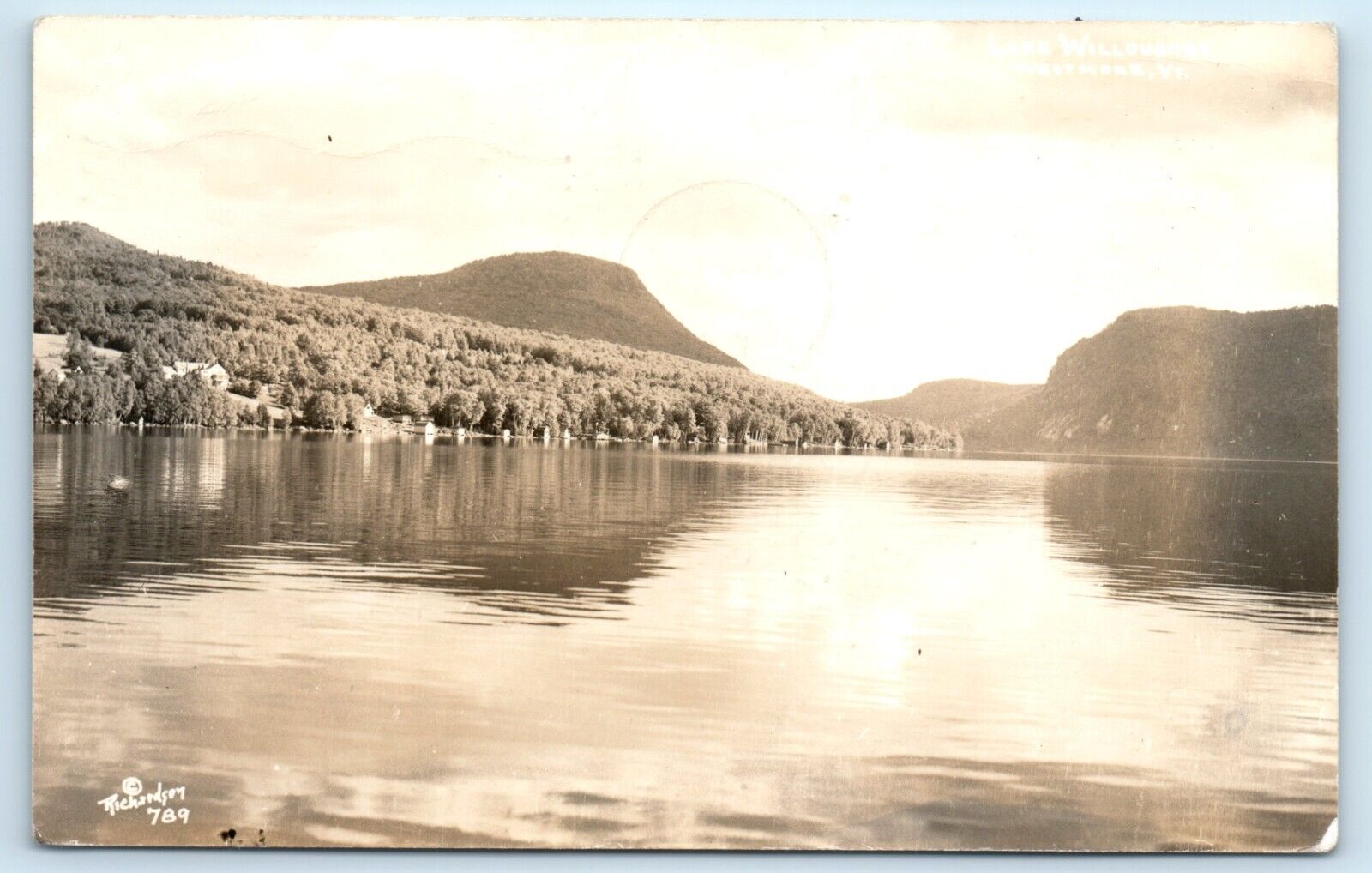 POSTCARD RPPC Lake Willoughby Westmore Vermont 1948 Richardson Resort Cabins