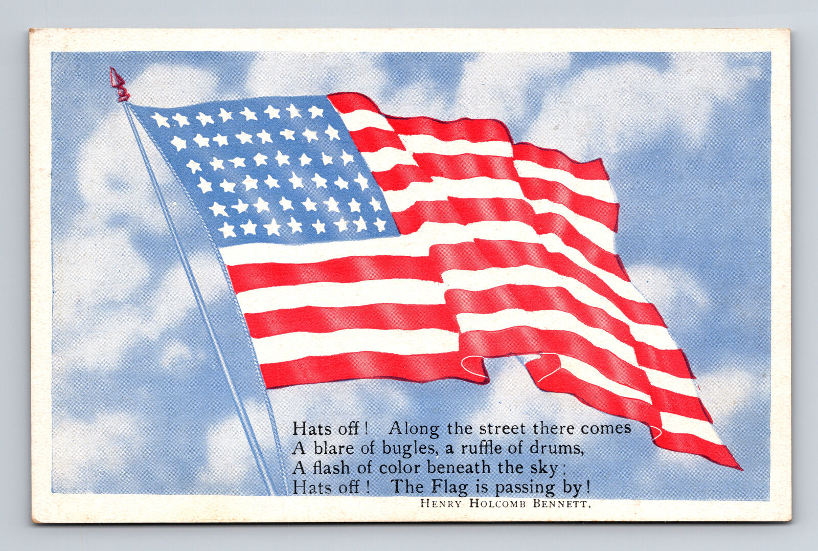 American US Flag Henry Holcomb Bennett Hat\'s Off Poem Postcard