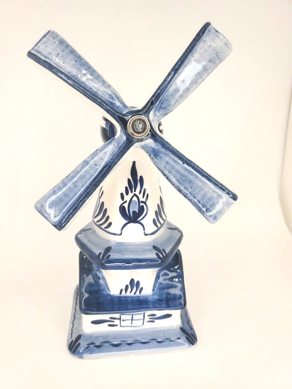 Antique Blue Delft Holland Hand Painted Spinning Windmill Mint  7.5 in