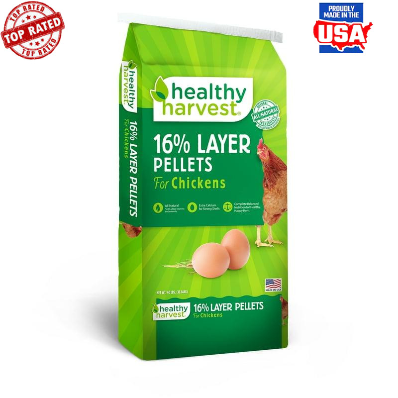 16% Layer Pellets Feed Chickens 40lb Bag Supports Healthy Egg Production US Made