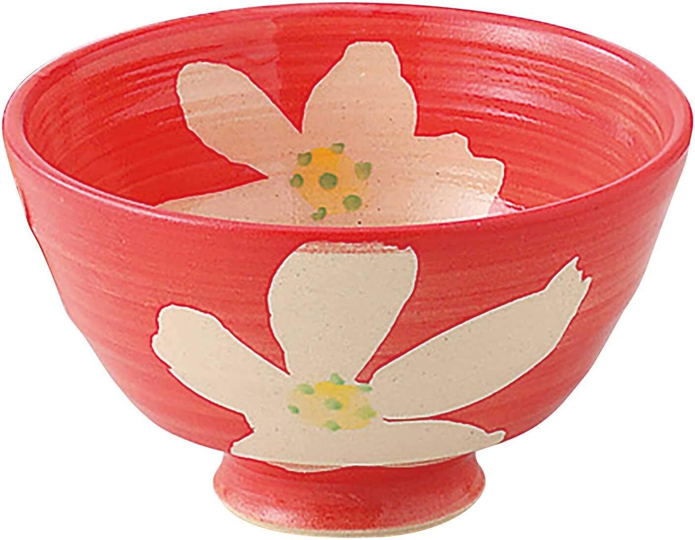 Hamato Hasami Ware Koumeigama Light Rice Bowl 12cm Flower Red 208676 Porcelain