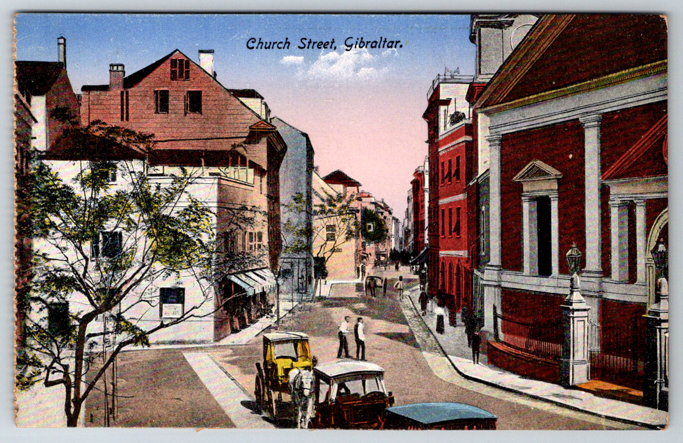 c1910s Church Street Gibraltar View Antique Postcard