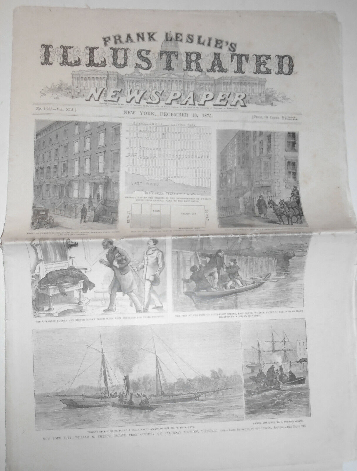  Frank Leslie\'s Illustrated Newspaper Dec 18, 1875 - Tweed\'s Escape, Evangelists