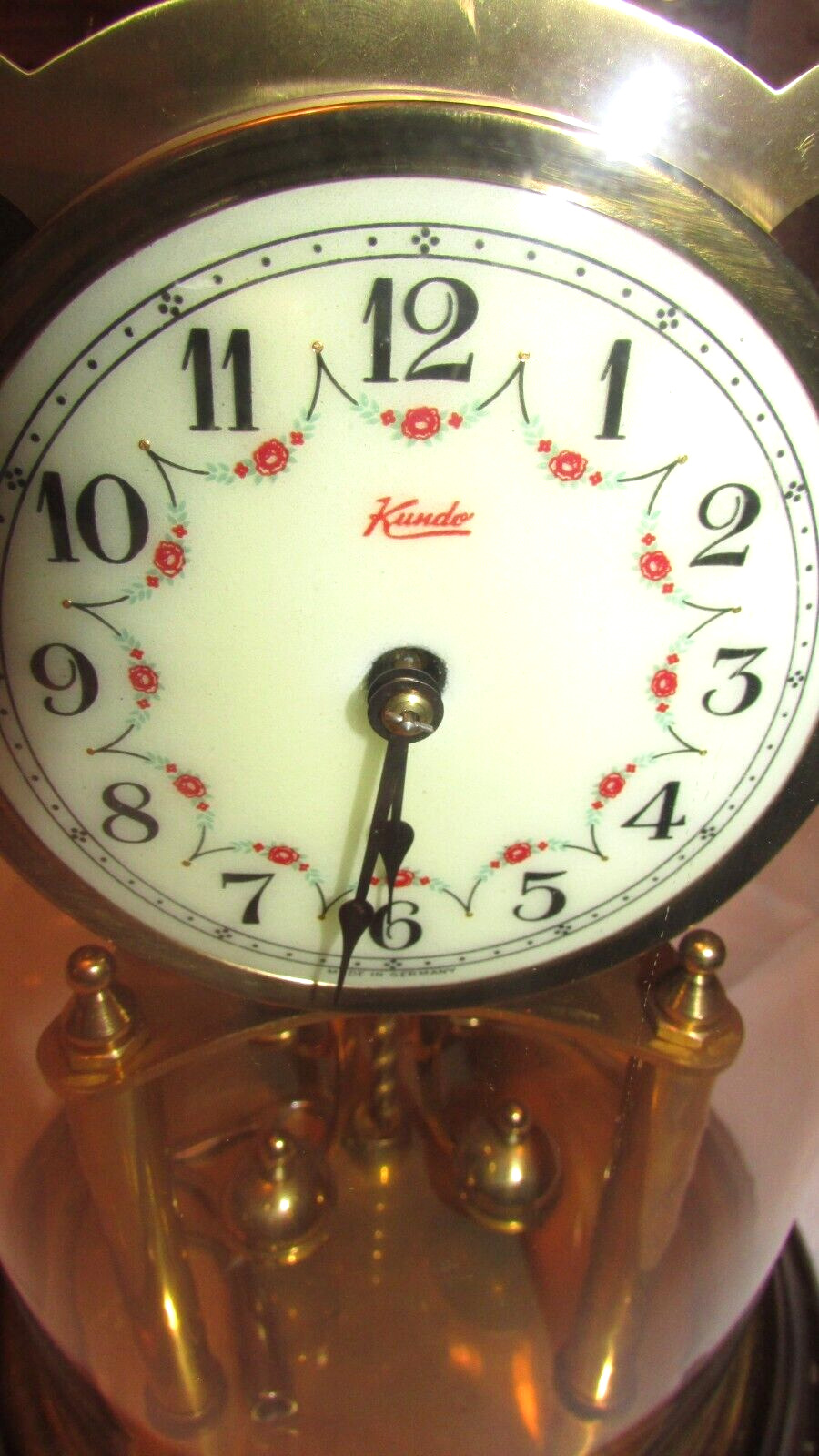 Vintage Kundo Kieninger & Obergfell Torsion Clock with Glass Dome Working w KEY