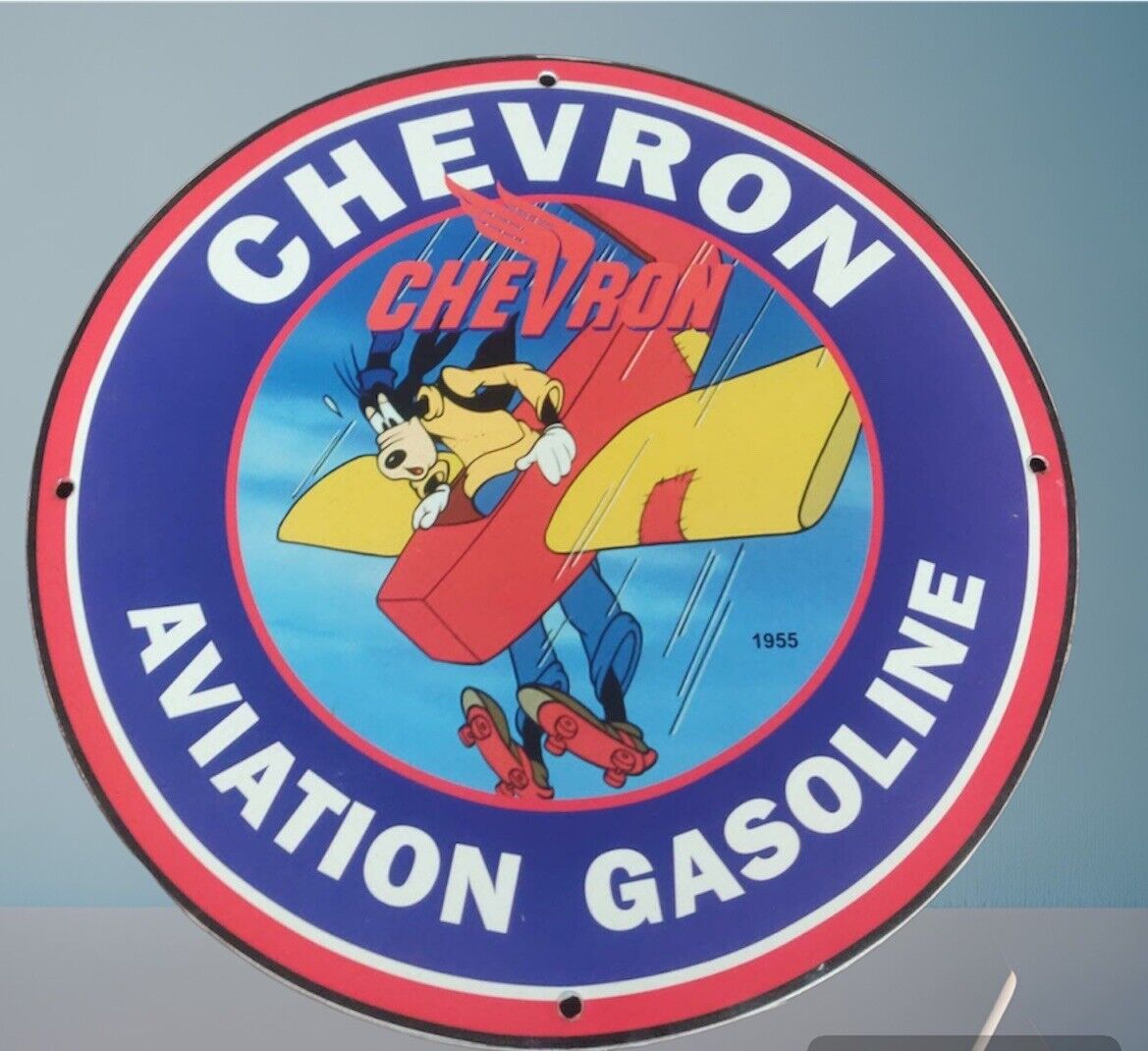 TEXACO STANOVO CHEVRON RED CROWN AVIATION OIL 4PCS PORCELAIN GAS OIL PUMP SIGNS.