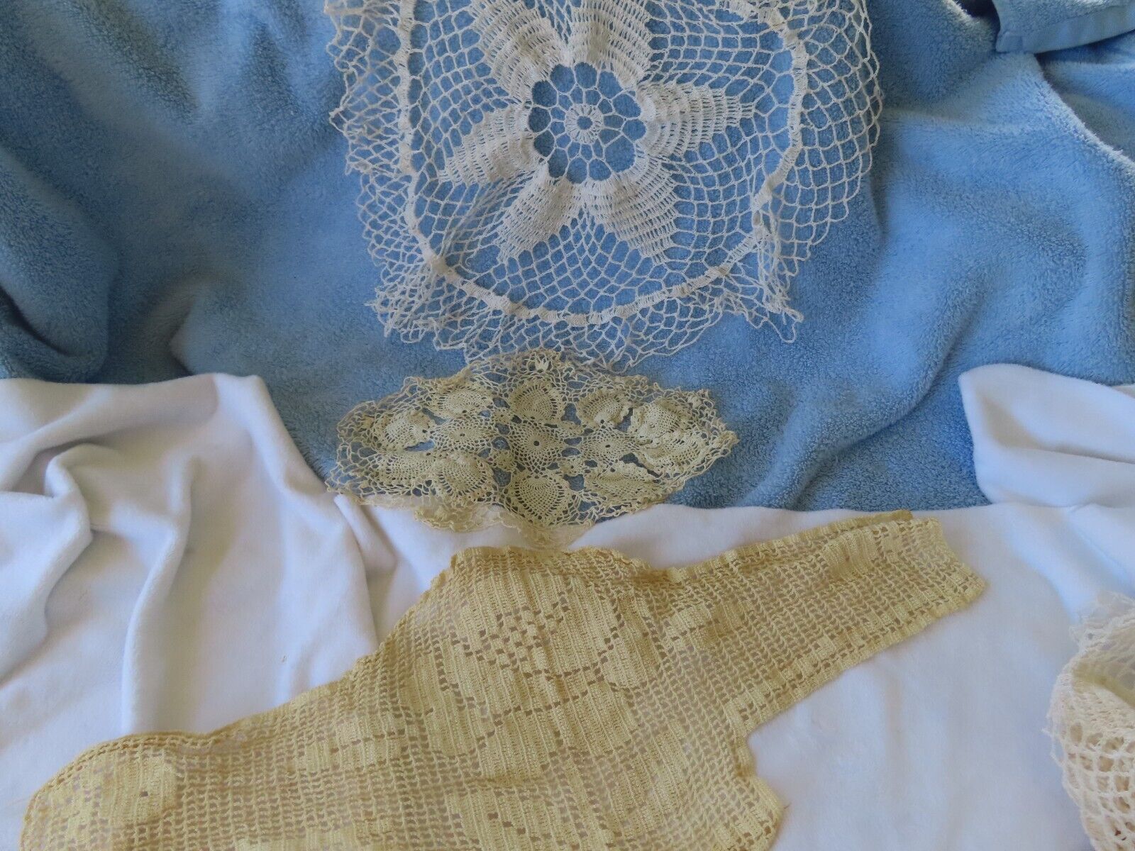 Mixed Lot of 3 Vintage Crocheted Doilies Cream & White EXCELLENT