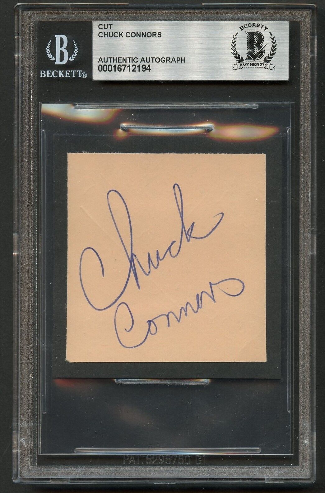 Chuck Connors signed autograph 2x2 cut The Rifleman & CUBS Player BAS Slabbed