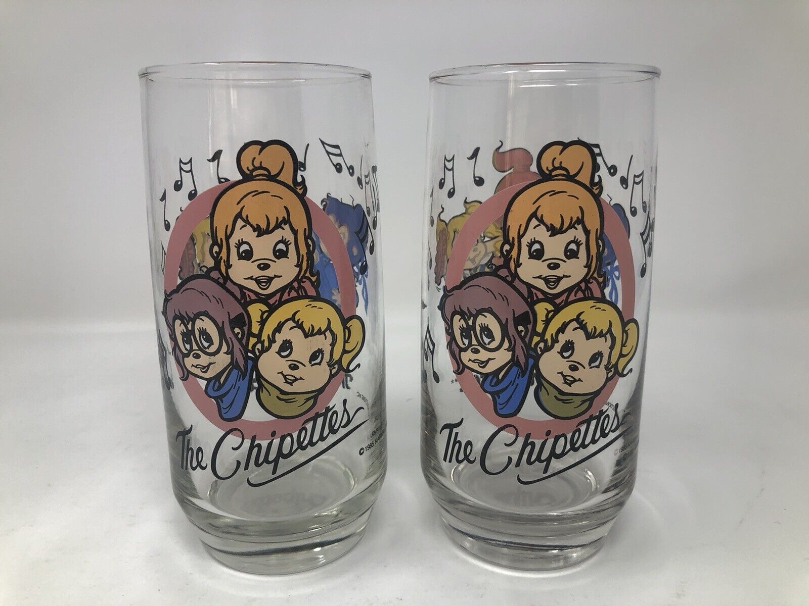 THE CHIPETTES Vintage 1985 Alvin and the Chipmunks Hardee\'s drinking glass Cup