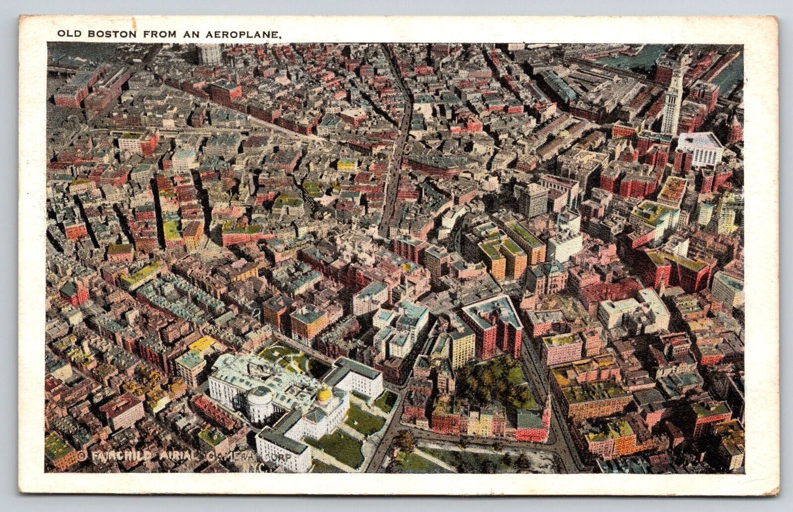 Aerial Old Boston, Massachusetts 1920s Postcard S31149