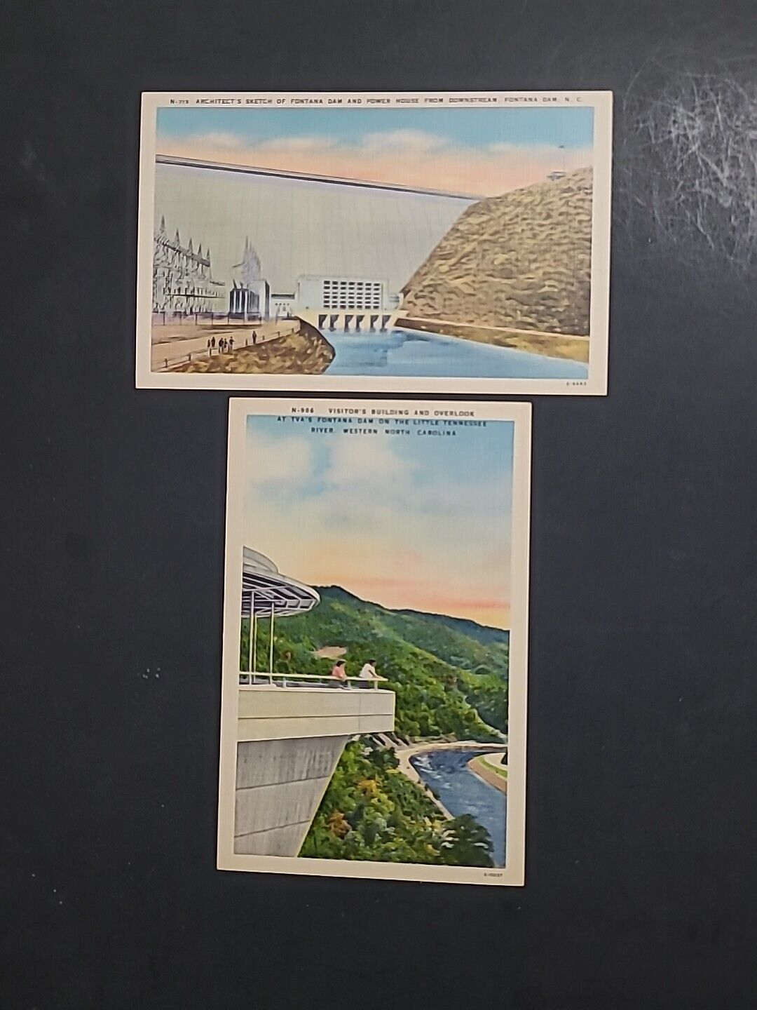 Vintage Linen Postcards Fontana Dam, North Carolina A4