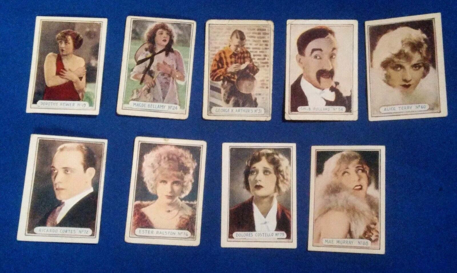 nine collectible cards of actors and actresses year 1933