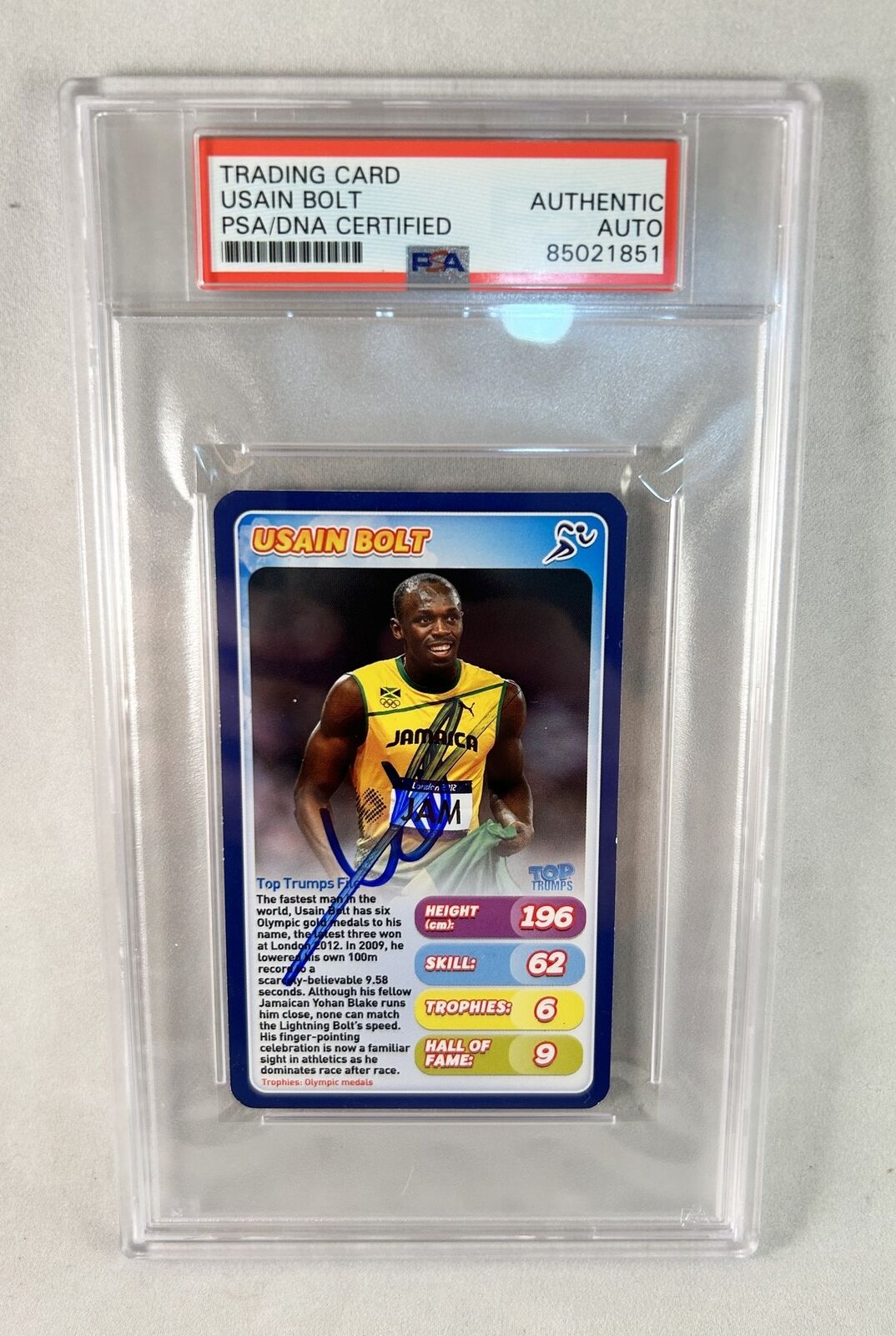Usain Bolt Signed Trading Card Olympics Champion PSA/DNA 2 COA
