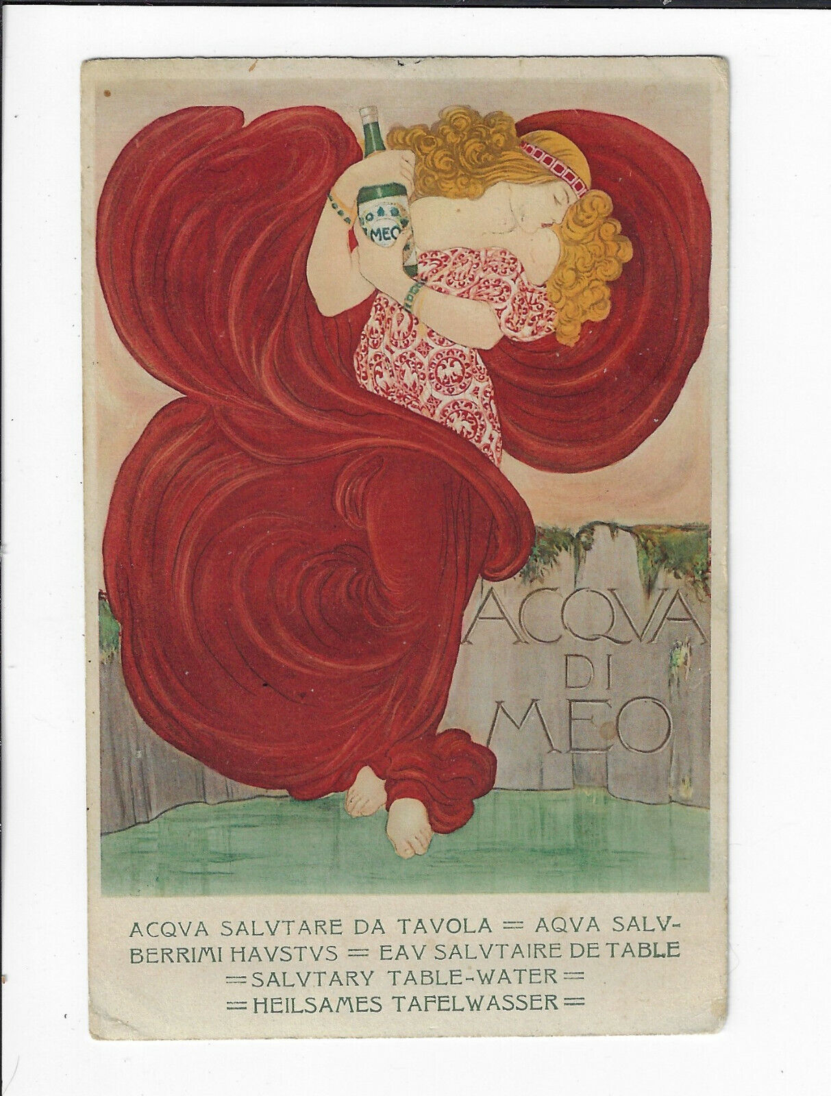 1916 Italian Art Advertising Postcard Acqua Minerale Meo Art Nouveau F Nonni