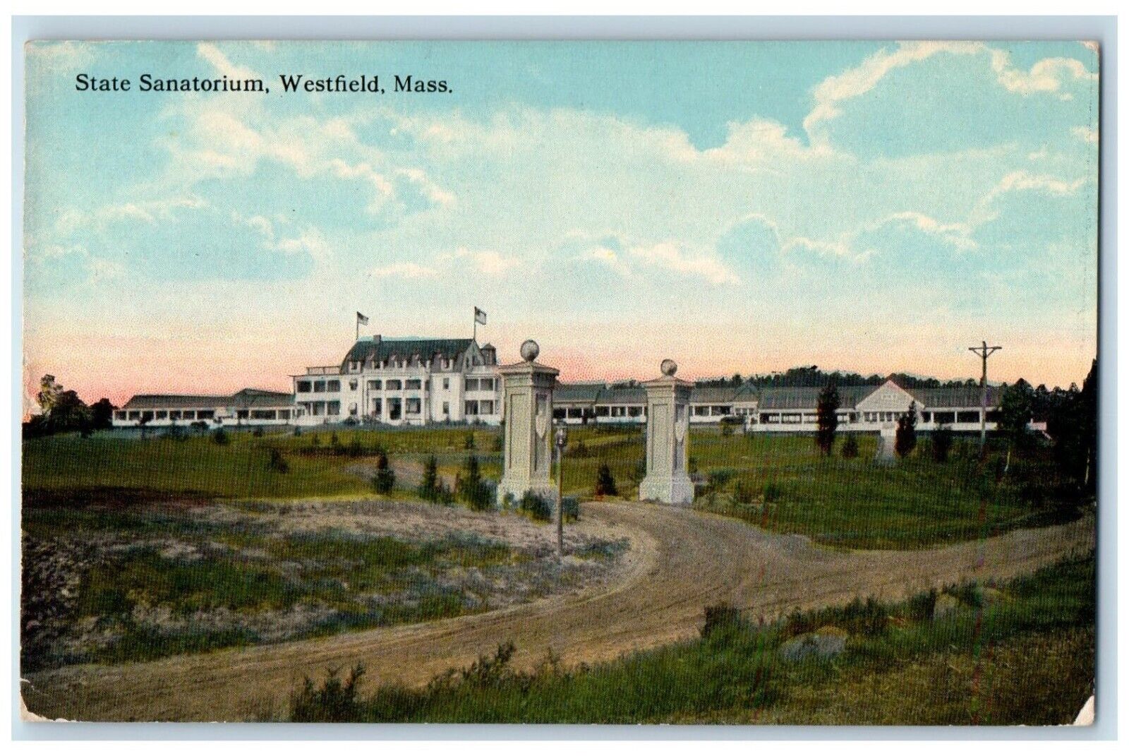 1914 State Sanatorium Hospital Buidling Westfield Massachusetts MA Postcard