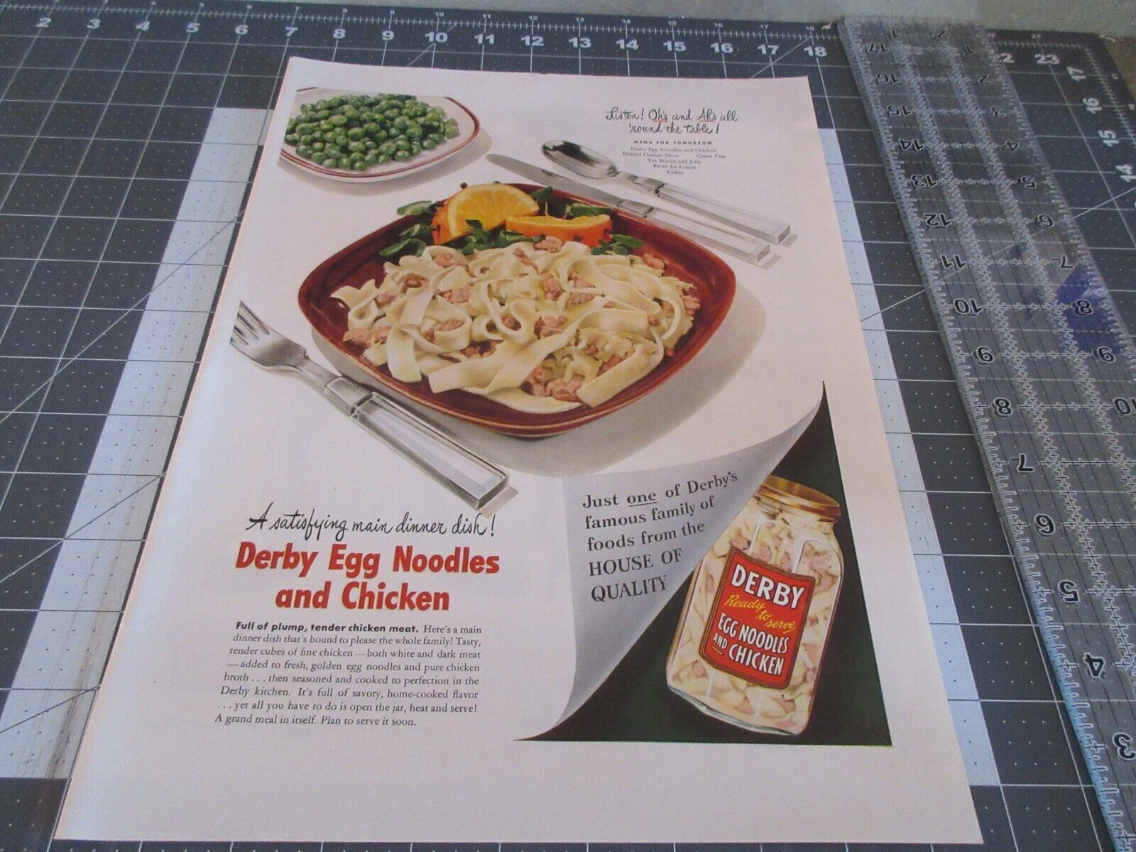 1947 Derby Egg Noodles and Chicken, Vintage Print Ad