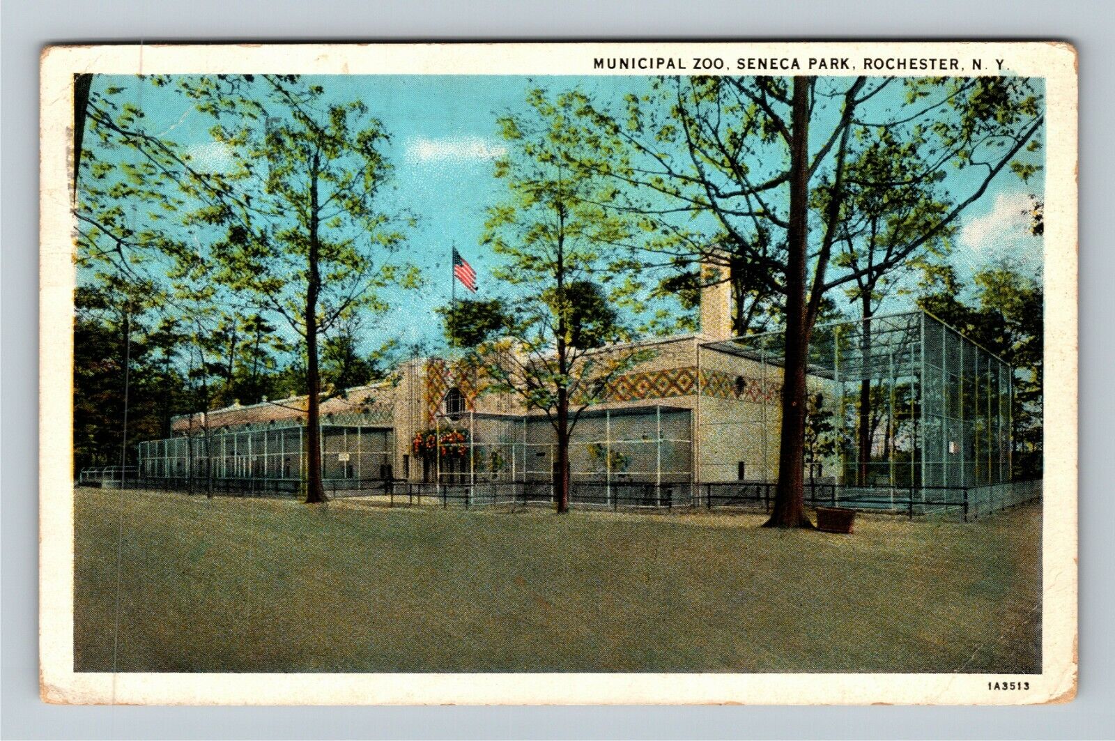Rochester NY-New York Seneca Park Municipal Zoo Building, c1932 Vintage Postcard