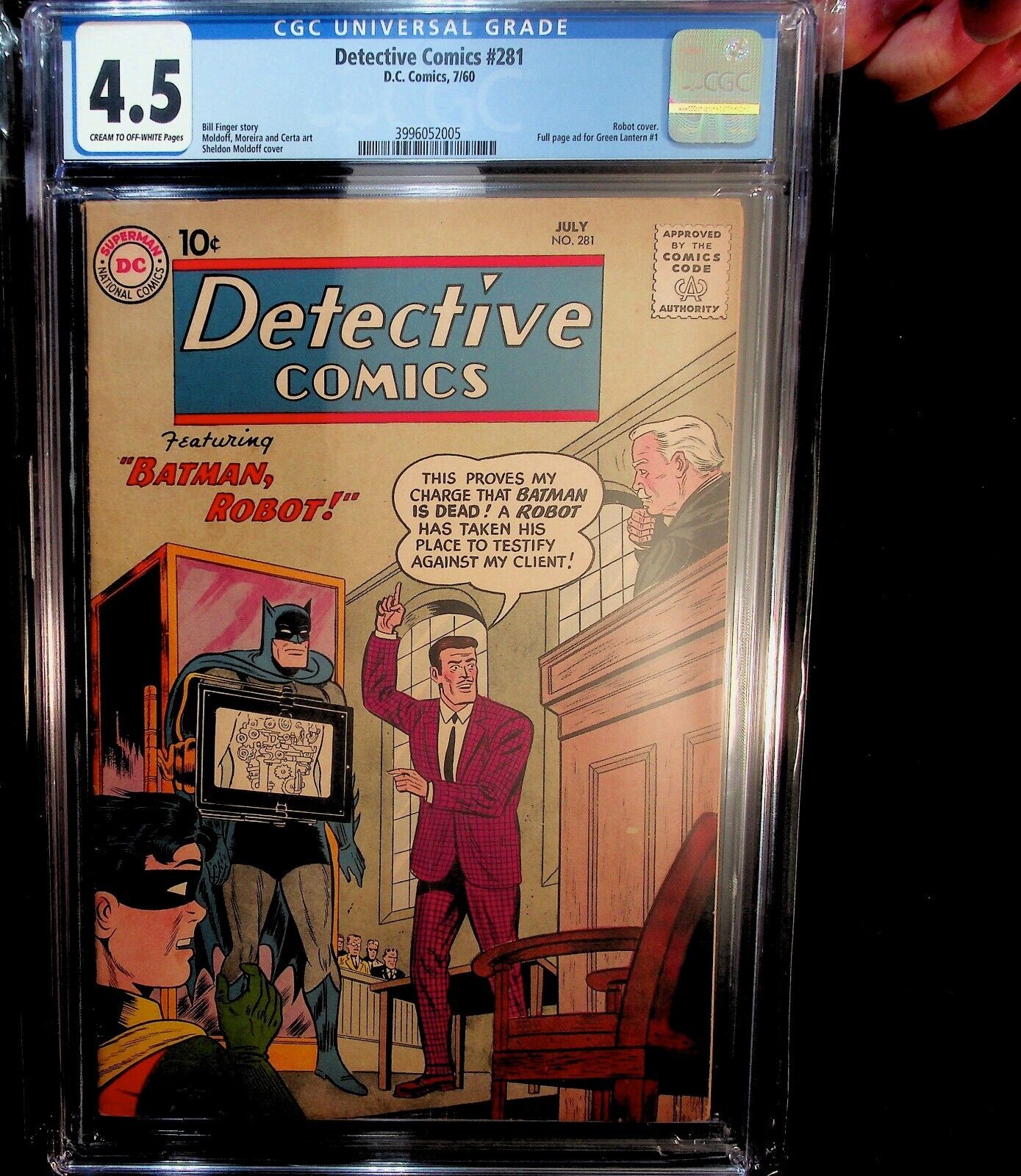 1960 Detective Comics #281 Batman  4.5 CGC Graded Vintage DC Batman