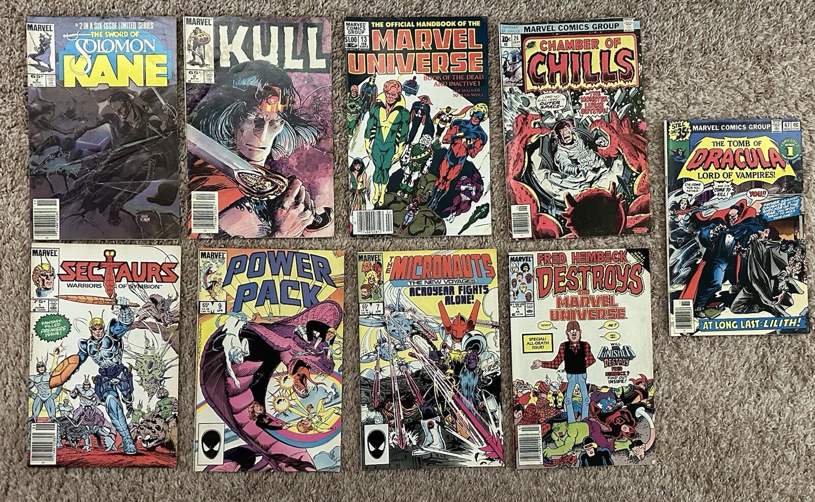 Marvel Comics Lot Chamber Of Chills, Dracula, Solomon Kane, Kull, Micronauts